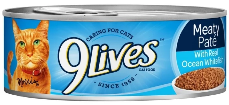 4. **Price and Purchasing**  9 Lives Meaty Pate with Ocean Whitefish Dinner Canned Cat Food