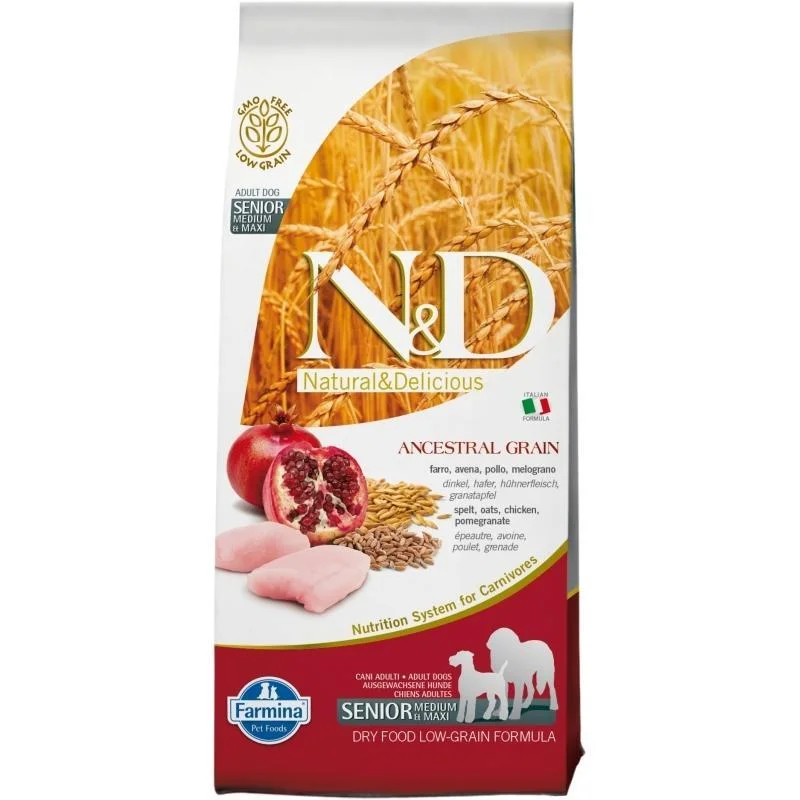  -High-fiber dog foodFarmina N&D Low Grain Chicken & Pomegranate Senior Medium & Maxi - 12kg